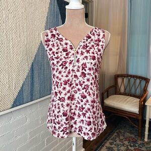 Express White and Purple Floral Tank Top